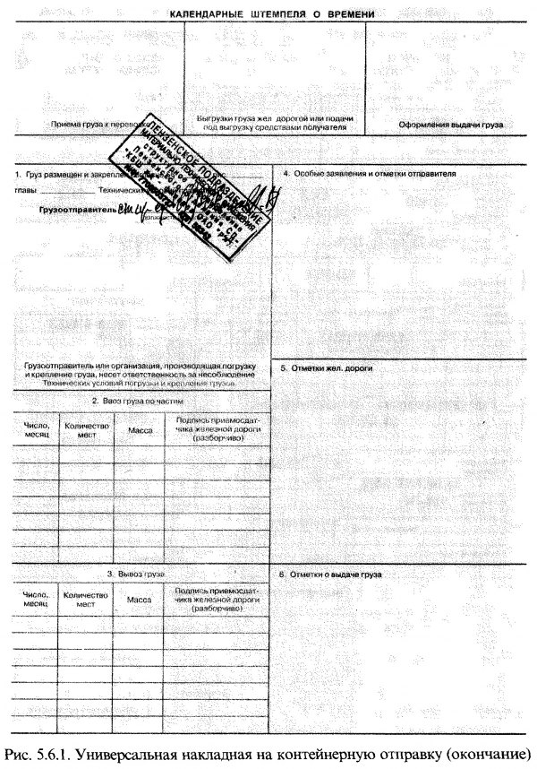 Календарные штемпеля жд образец заполнения