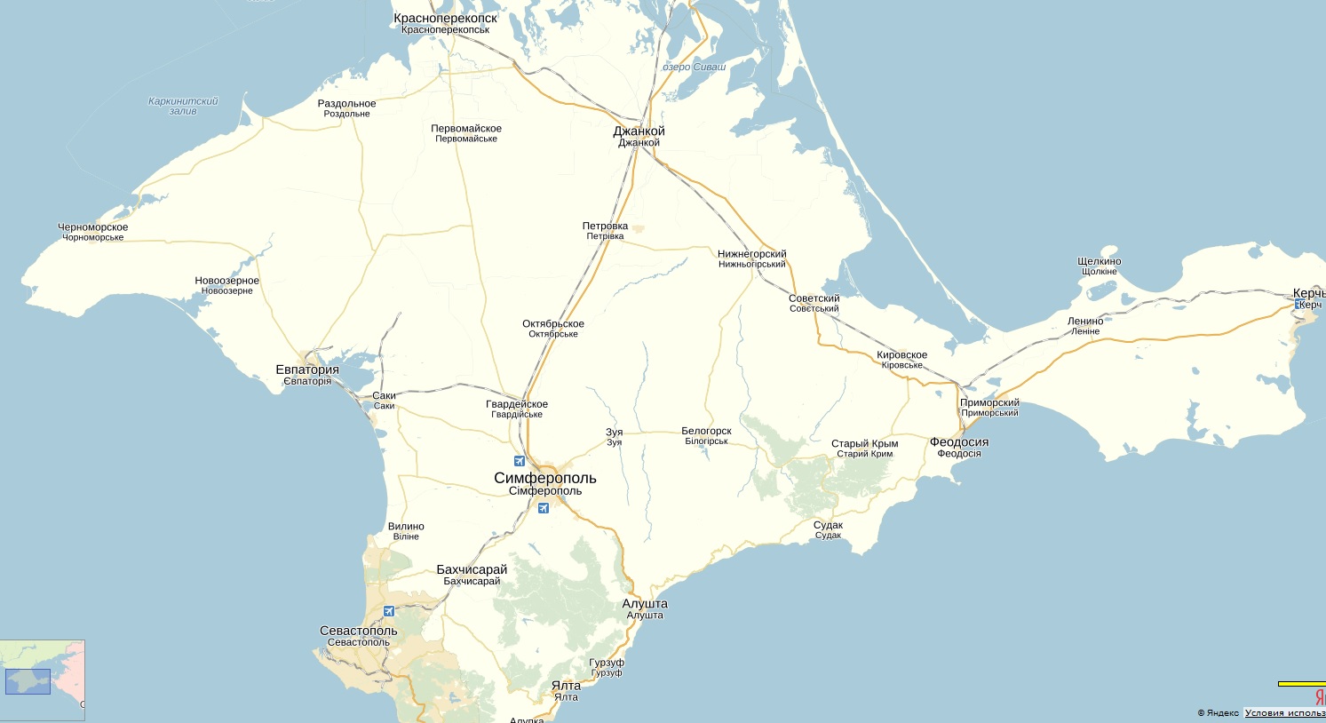 Карта автомобильных дорог Крыма 2021